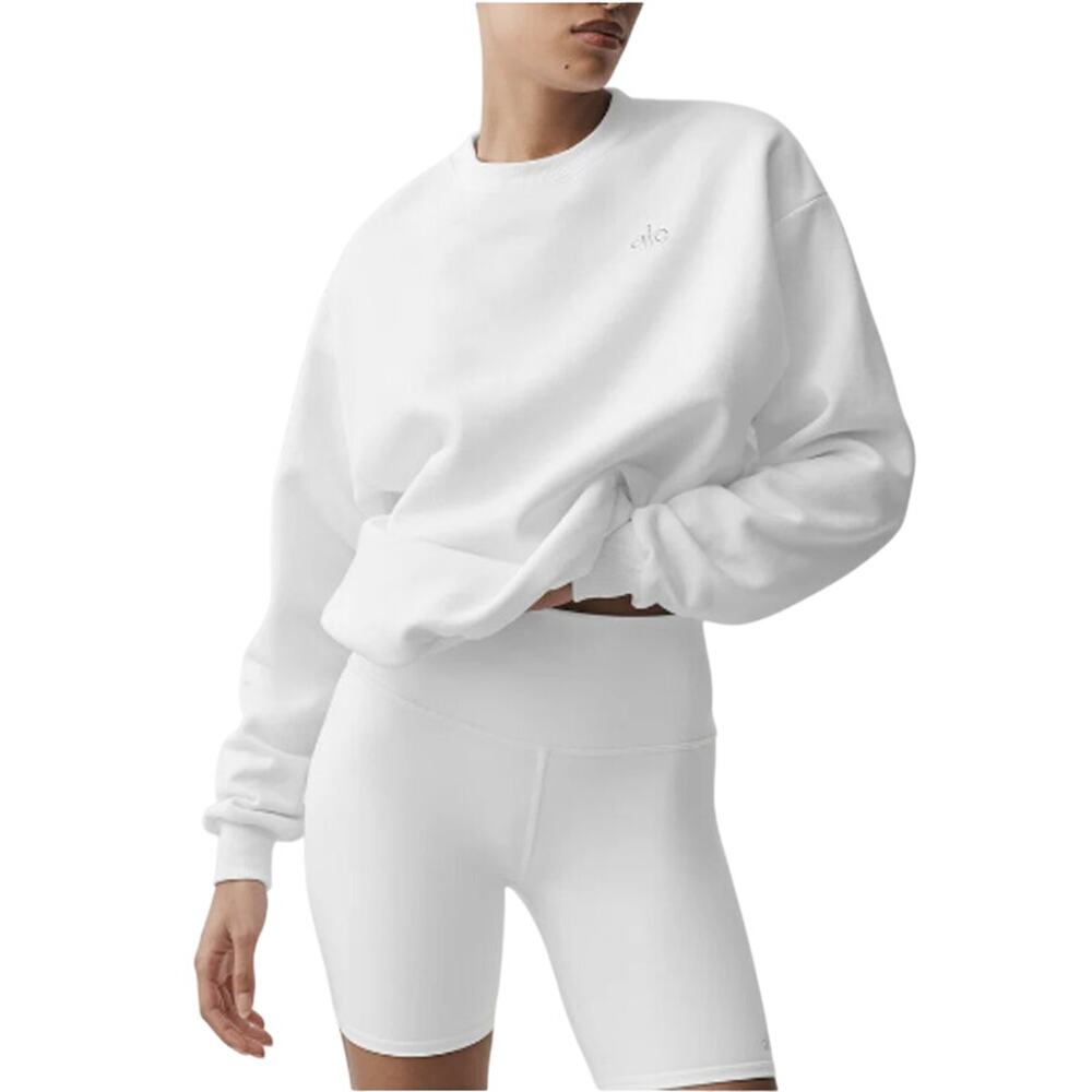 Alo Yoga Unisex White Accolade Crew Neck Pullover Sweatshirt Size L